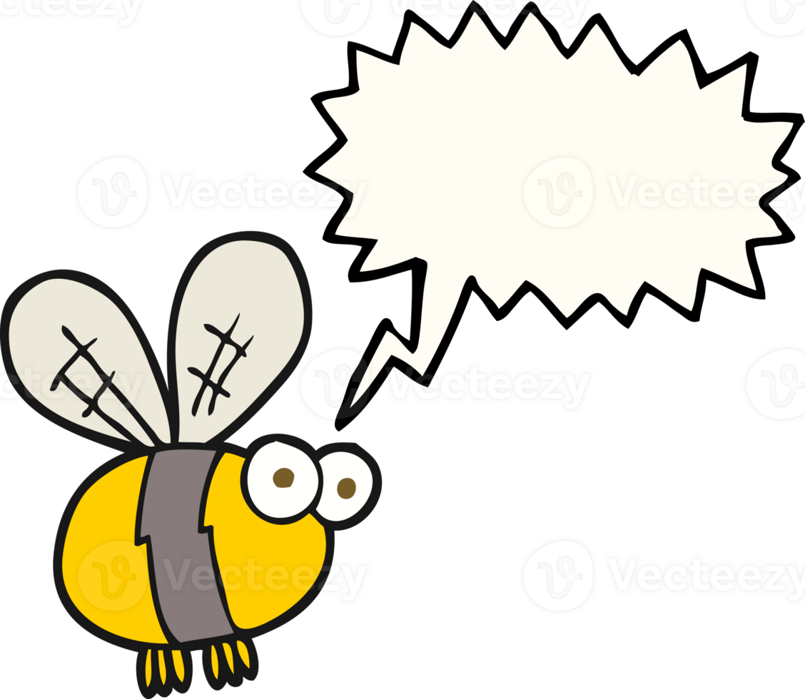 hand drawn speech bubble cartoon bee png