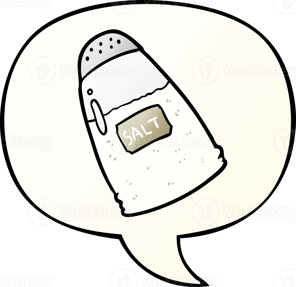 cartoon salt shaker with speech bubble in smooth gradient style png