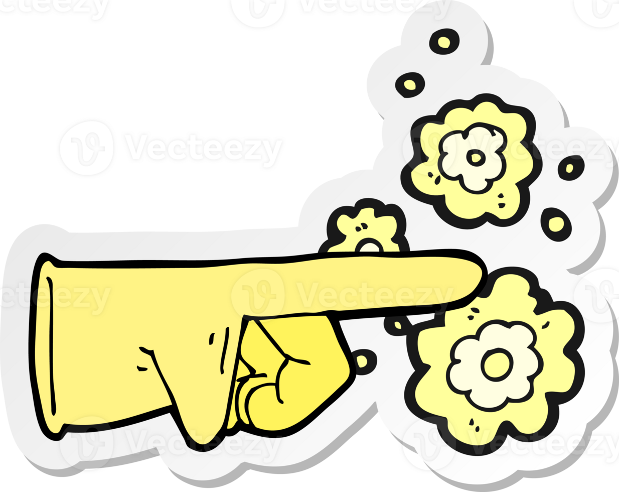sticker of a pointing rubber glove cartoon png