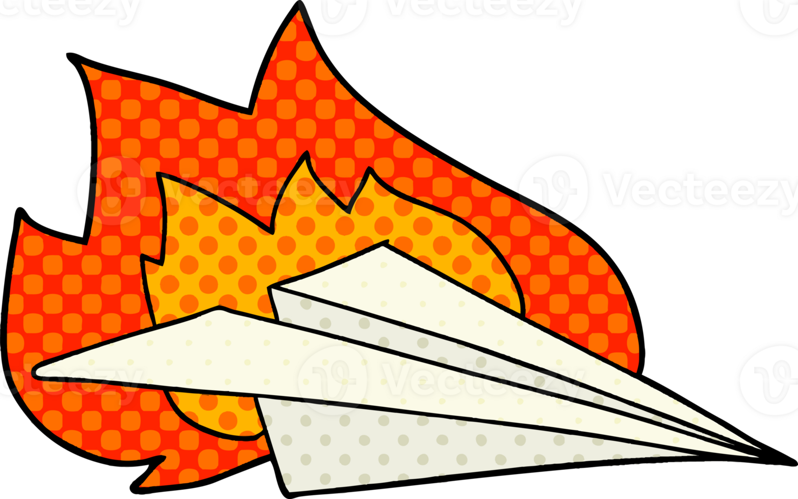 cartoon burning paper airplane png