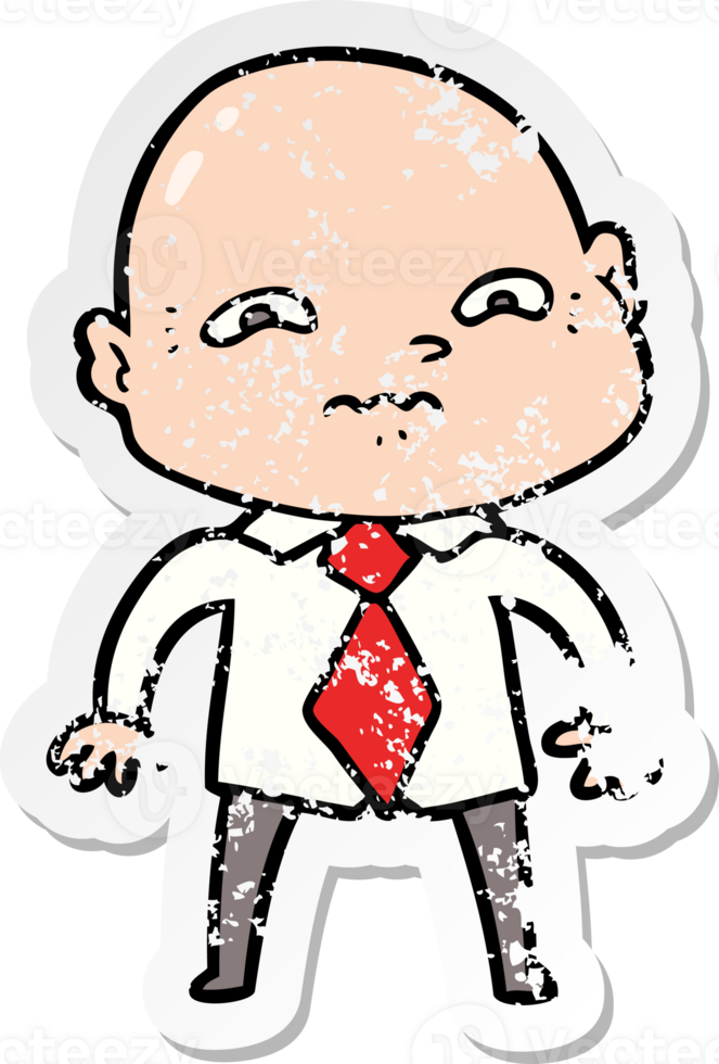 distressed sticker of a cartoon nervous man png
