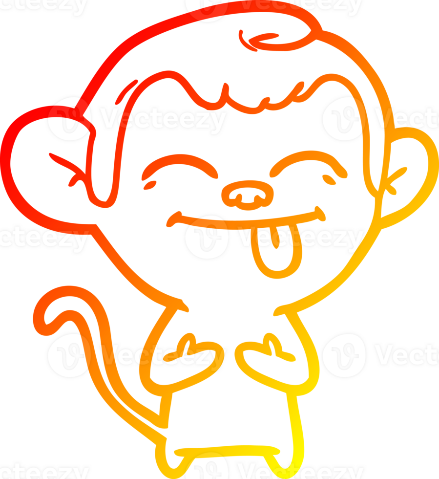 warm gradient line drawing of a funny cartoon monkey png