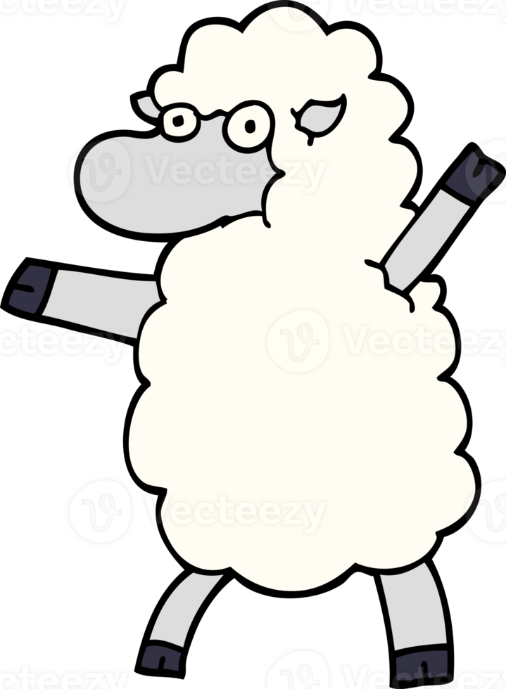 cartoon doodle sheep standing upright png