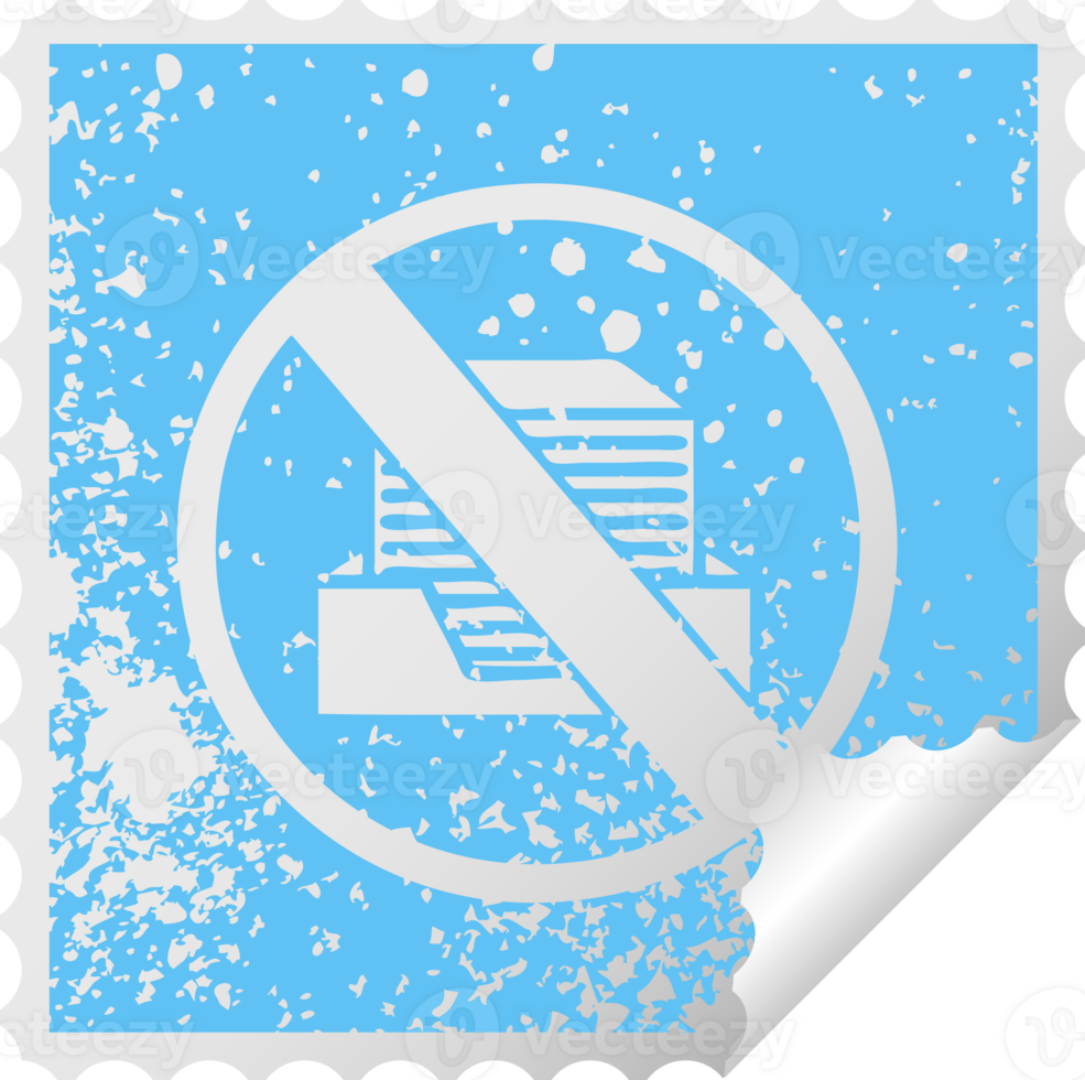 distressed square peeling sticker symbol of a paperless office symbol png