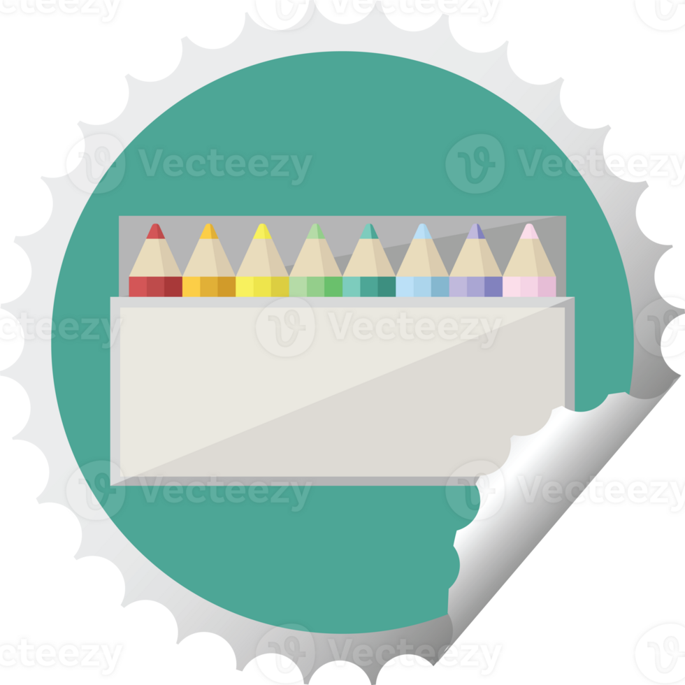 pack of coloring pencils graphic   illustration round sticker stamp png
