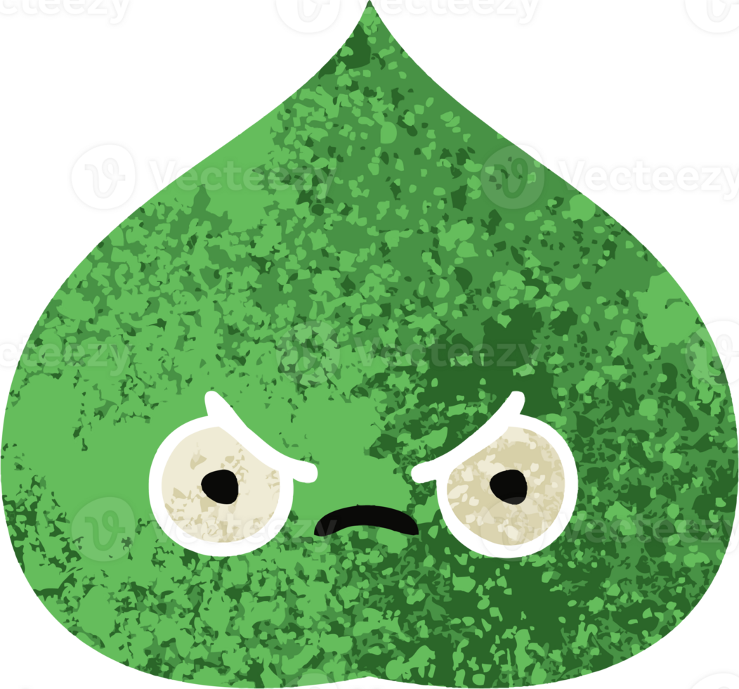 retro illustration style cartoon of a expressional leaf png