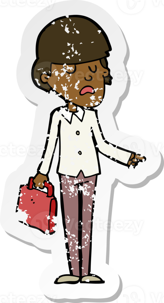 retro distressed sticker of a cartoon arrogant businessman pointing png