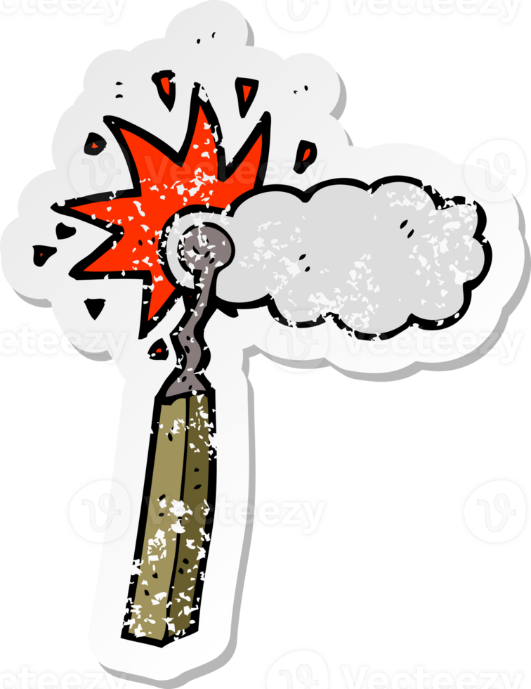 retro distressed sticker of a cartoon match png