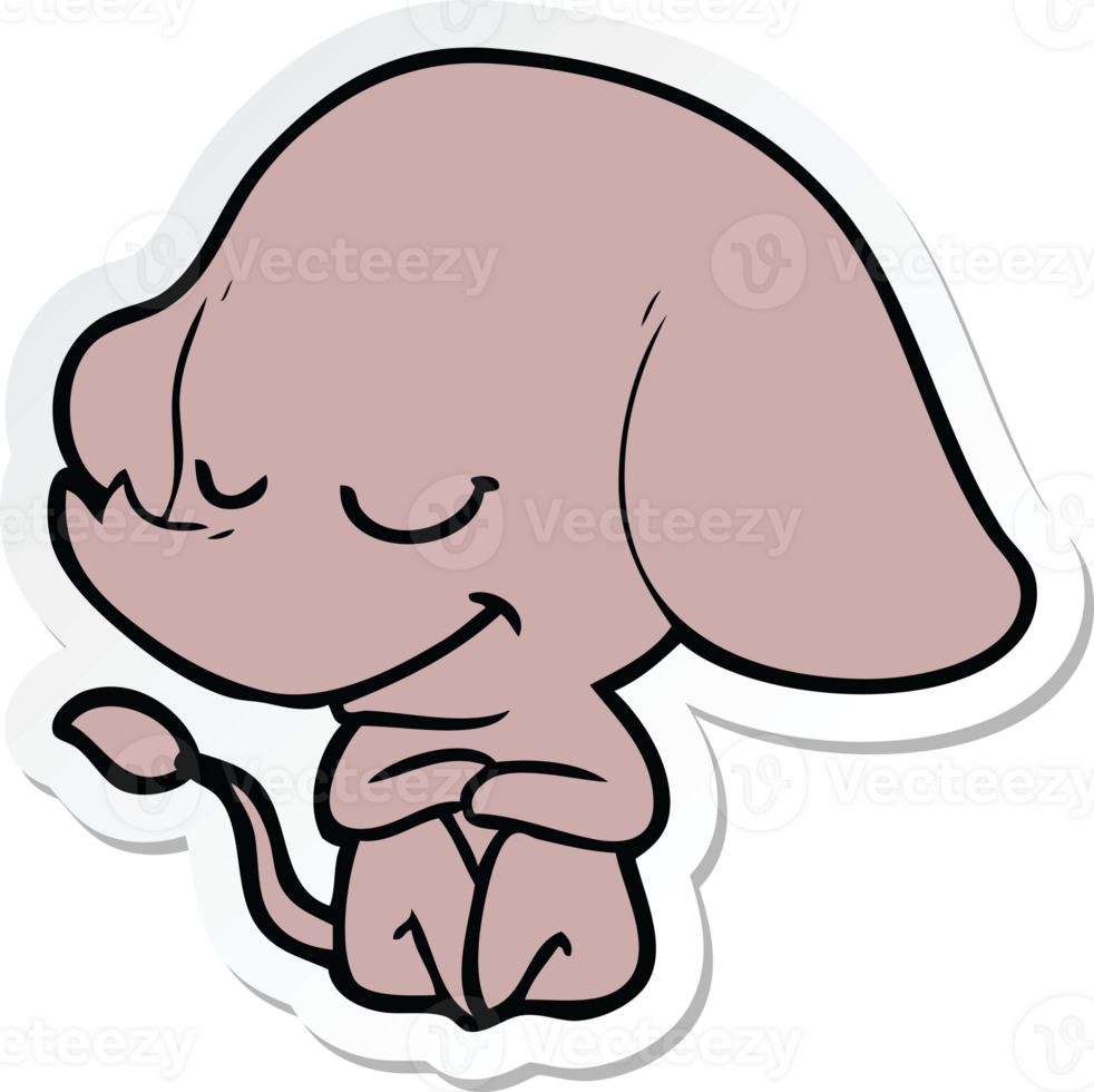 sticker of a cartoon smiling elephant png