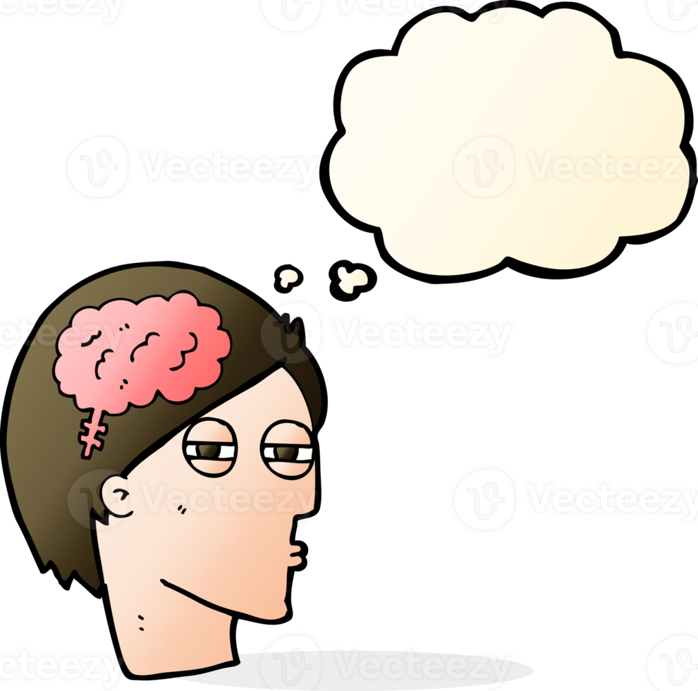 cartoon man thinking carefully with thought bubble png