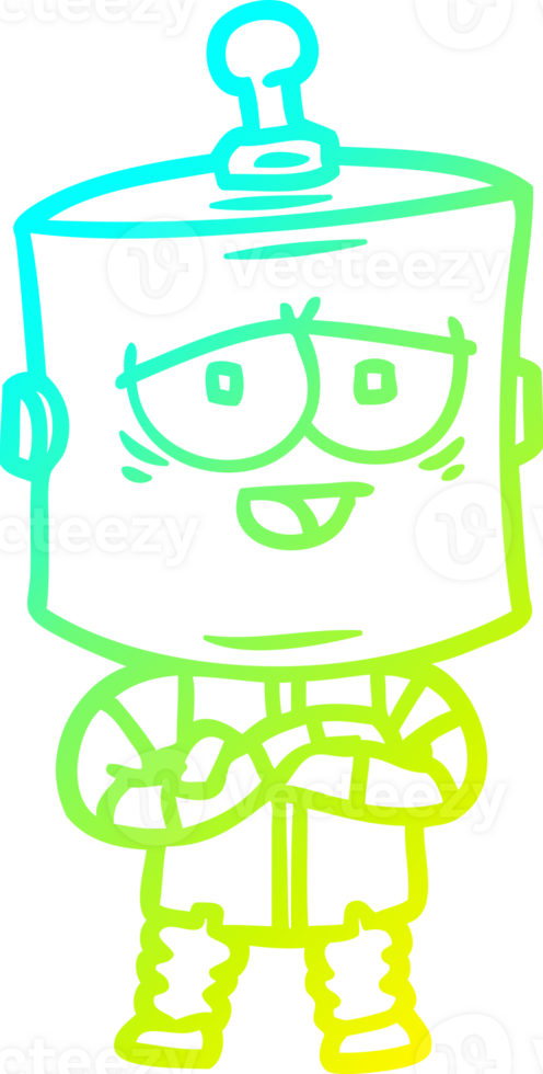 cold gradient line drawing of a cartoon robot png