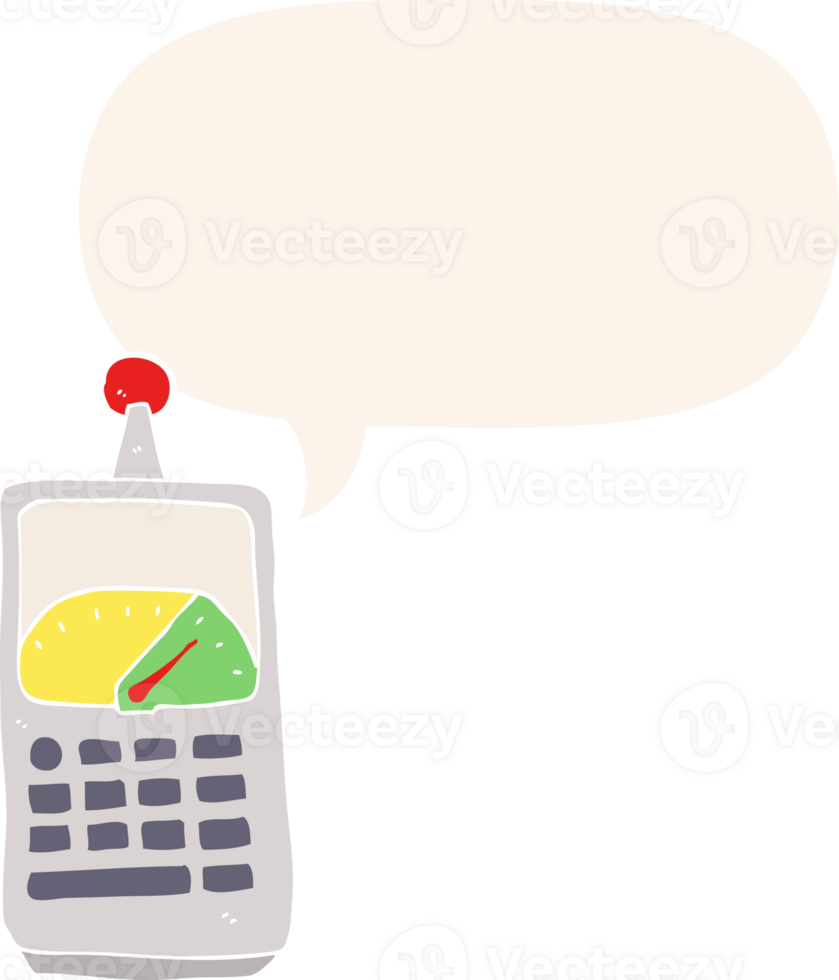 cartoon science equipment with speech bubble in retro style png