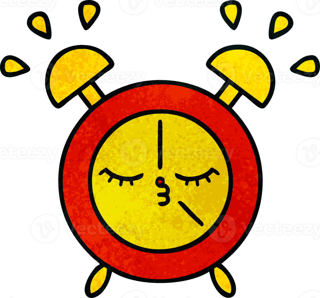 retro grunge texture cartoon of a alarm clock png