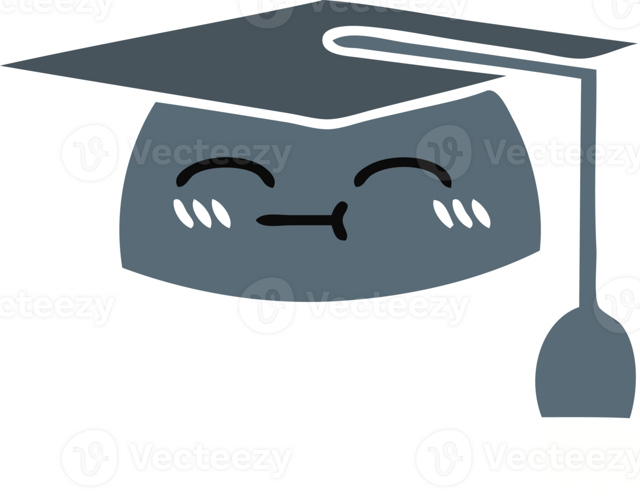 flat color retro cartoon of a graduation hat png