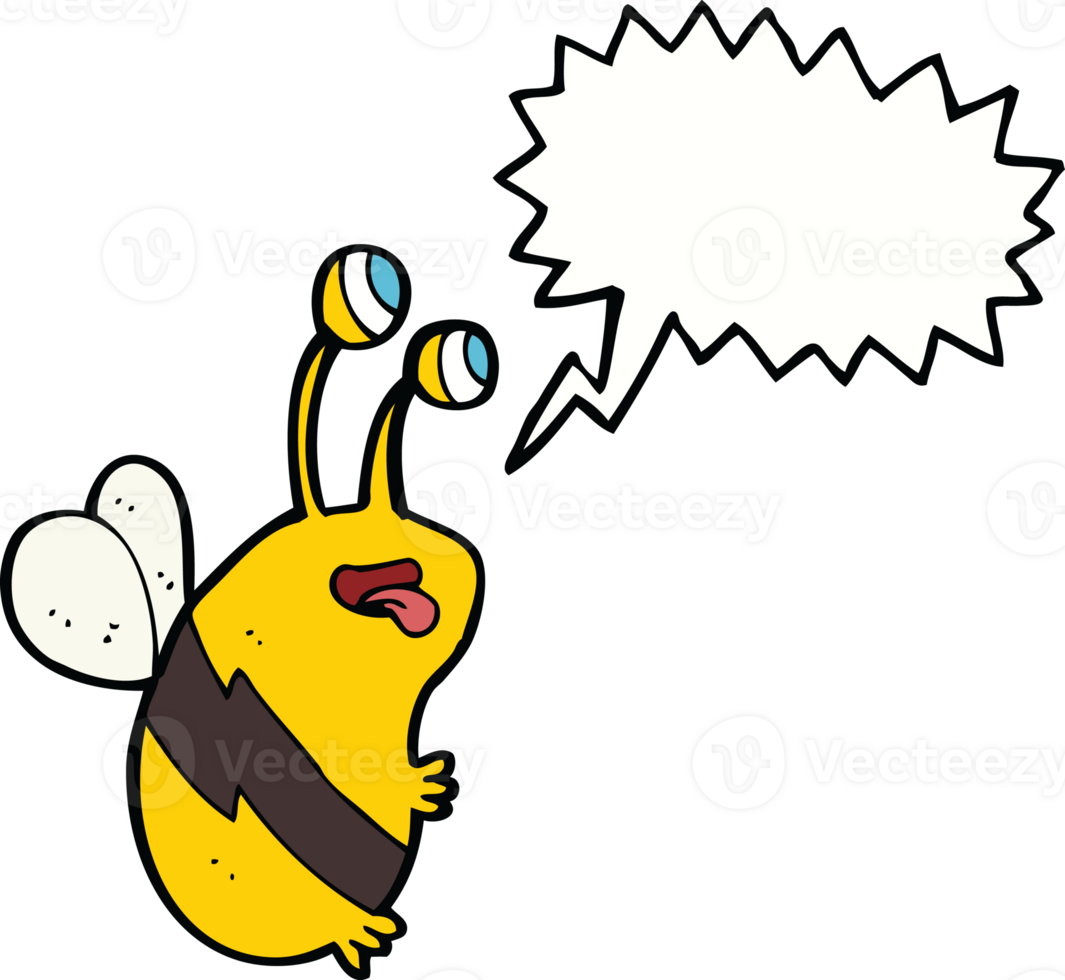 cartoon funny bee with speech bubble png