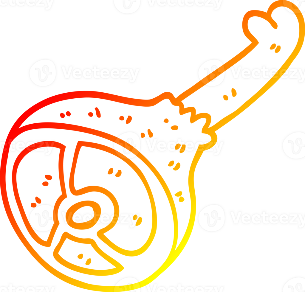warm gradient line drawing of a cartoon well cooked meat png