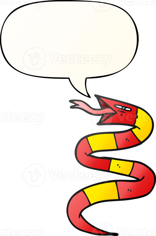 hissing cartoon snake with speech bubble in smooth gradient style png