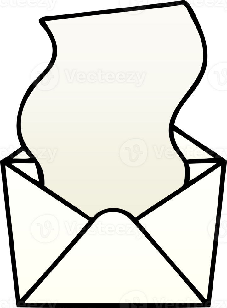 gradient shaded quirky cartoon letter and envelope png