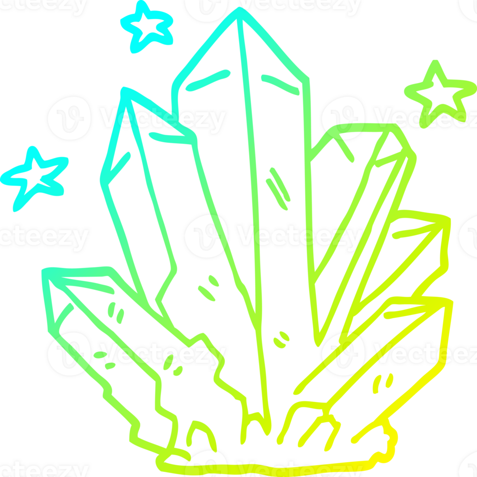 cold gradient line drawing of a cartoon magic crystal png