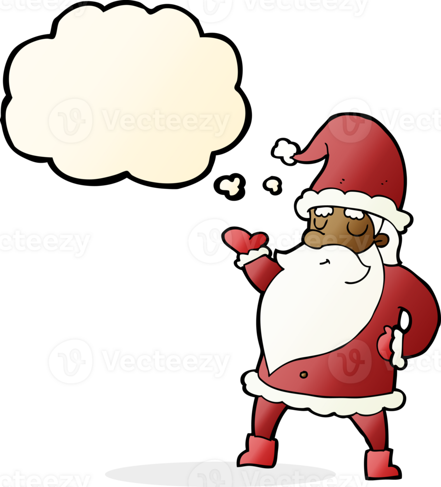 cartoon santa claus with thought bubble png