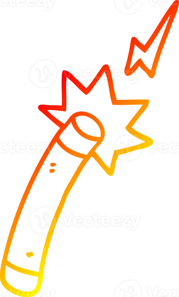 warm gradient line drawing of a cartoon magician wand png