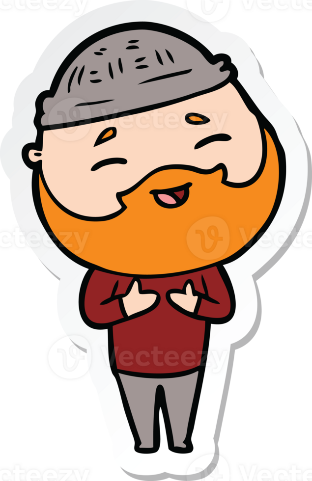 sticker of a cartoon happy bearded man png