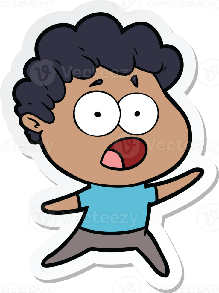 sticker of a cartoon man gasping in surprise png