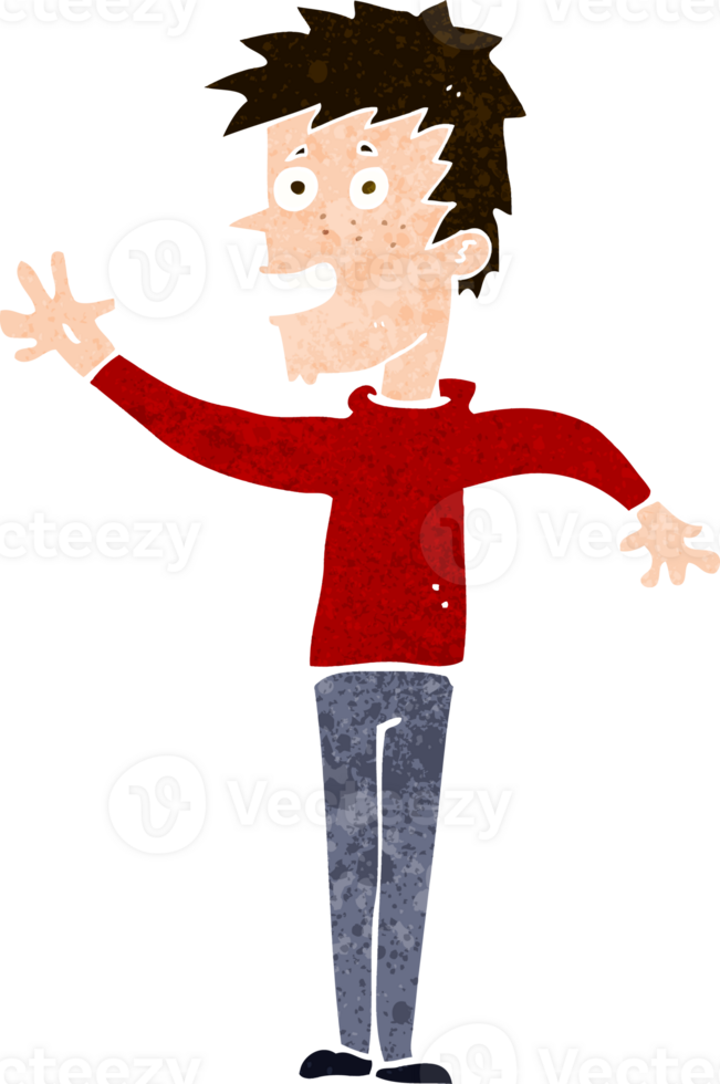 cartoon happy boy waving png