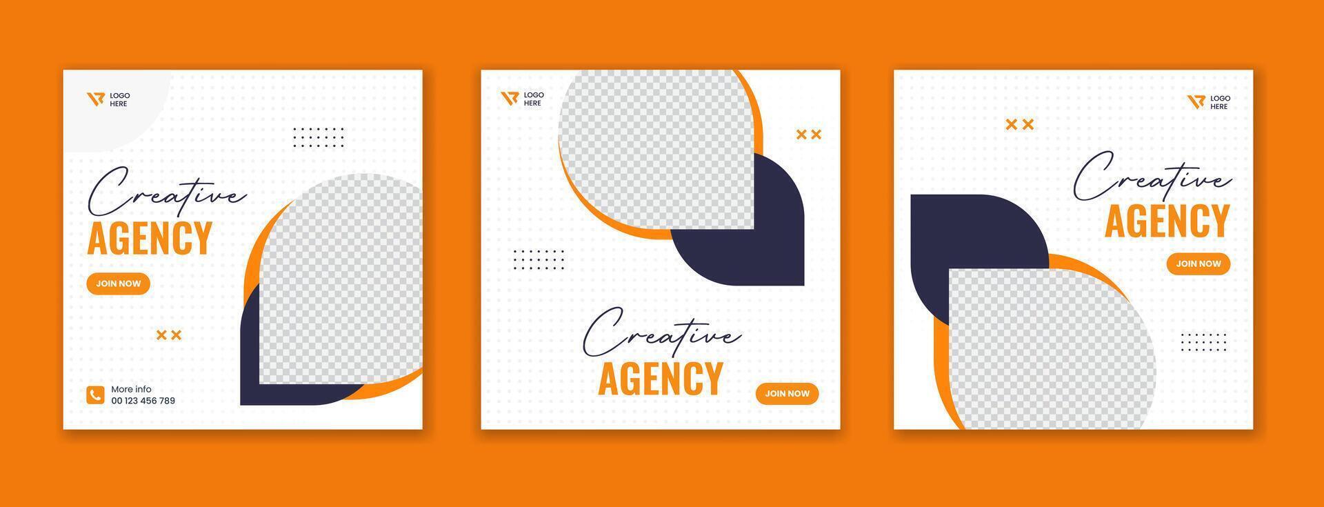 Set of creative corporate agency social media post design. Editable digital marketing square template set vector