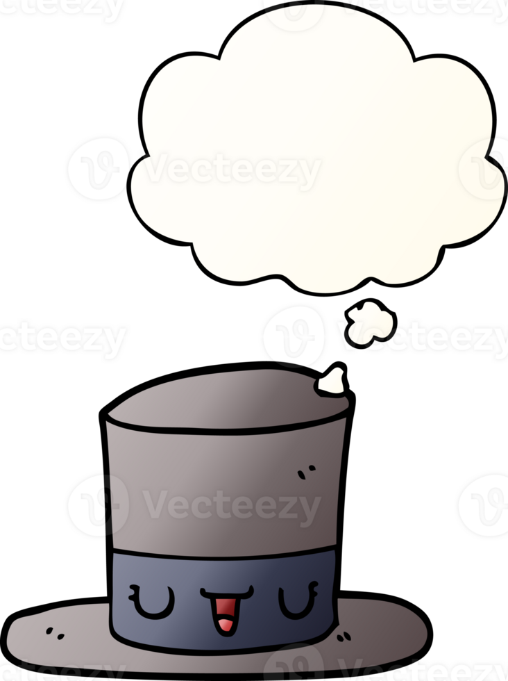 cartoon top hat with thought bubble in smooth gradient style png
