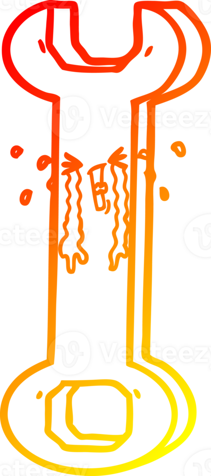 warm gradient line drawing of a cartoon spanner png