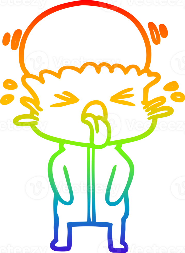 rainbow gradient line drawing of a weird cartoon alien png