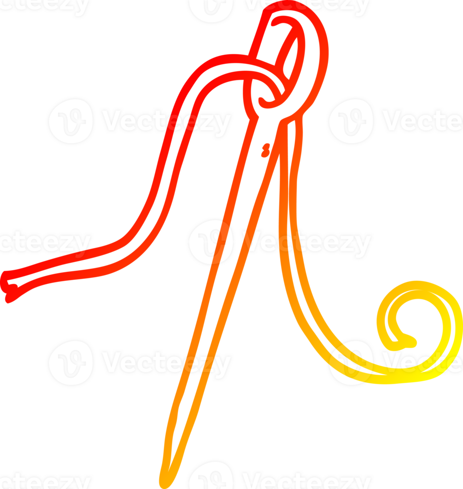 warm Gradient Linie Zeichnung von ein Karikatur Nadel und Faden png