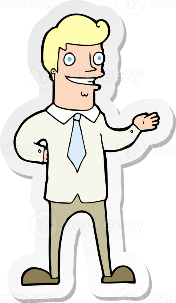 sticker of a cartoon salesman png