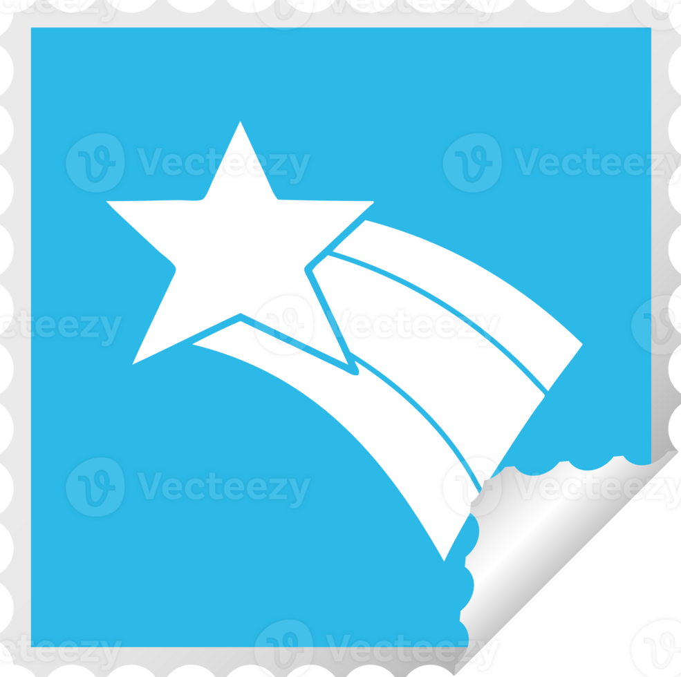 square peeling sticker cartoon of a shooting rainbow star png