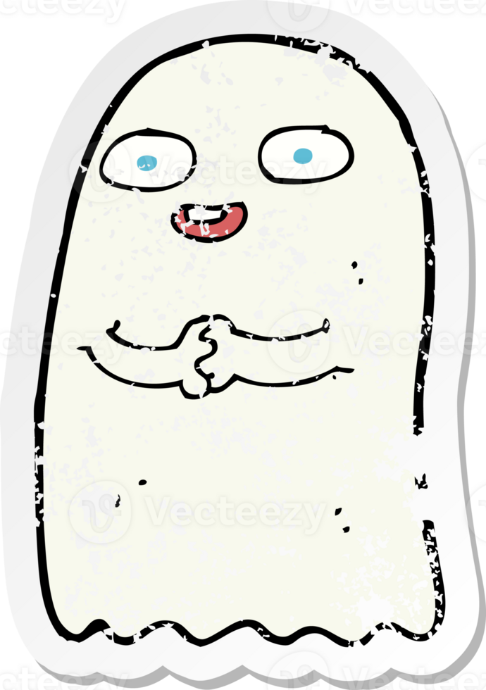 retro distressed sticker of a funny cartoon ghost png