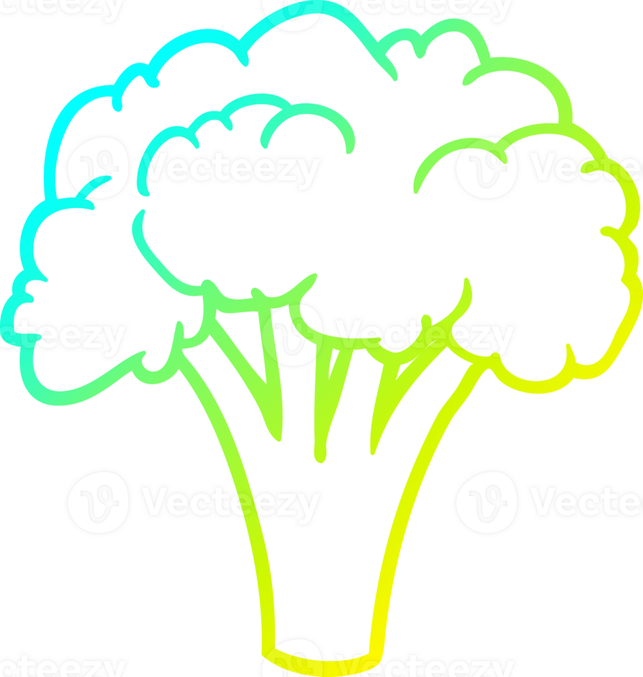 cold gradient line drawing of a Cartoon broccoli png