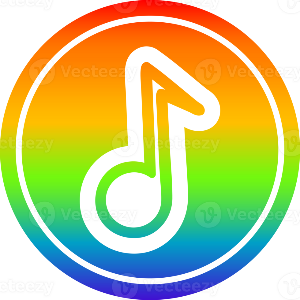 musical note circular icon with rainbow gradient finish png