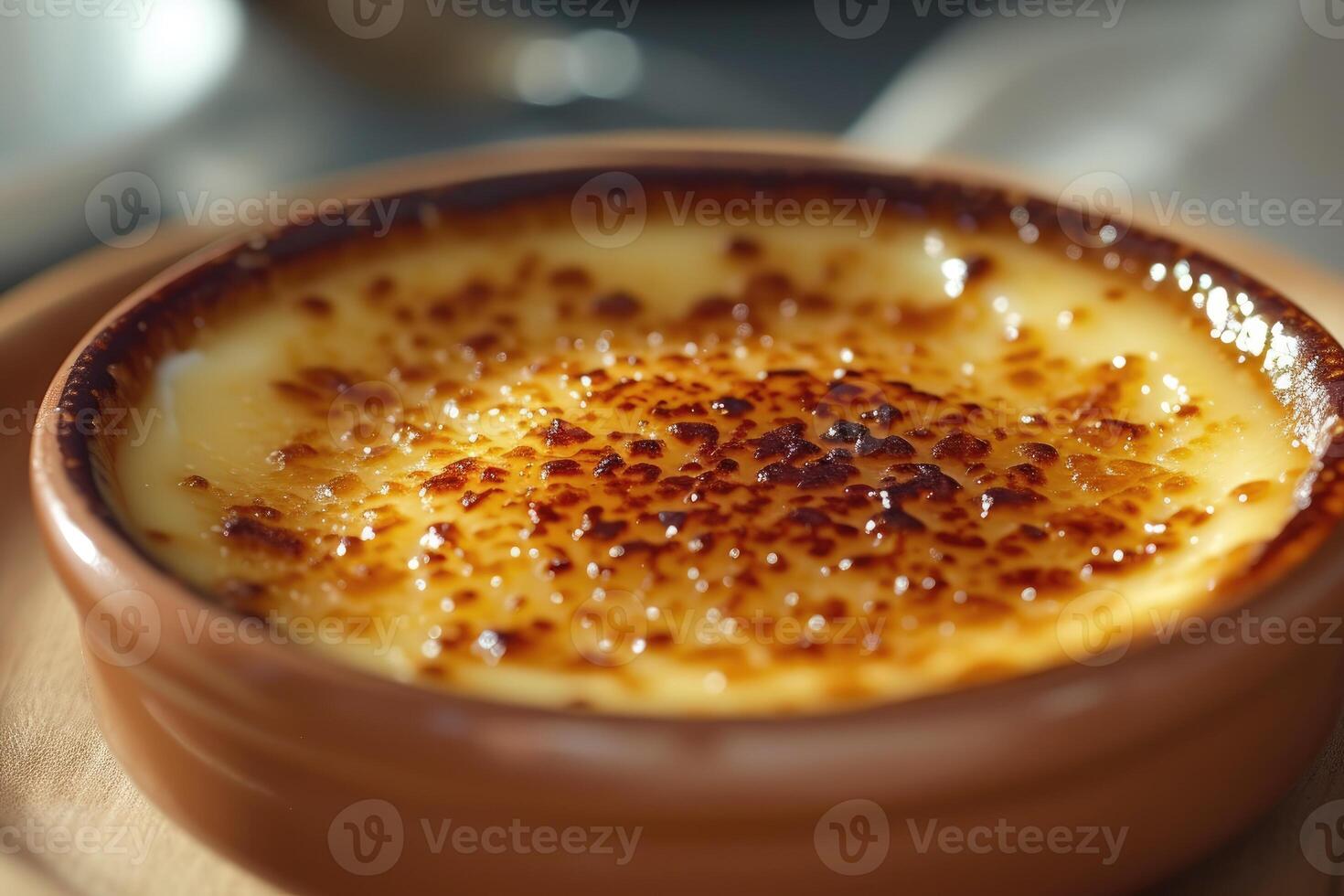 ai generado el Perfecto matrimonio de crema y caramelo, revelando el misterios de crema Brulée. generativo ai foto