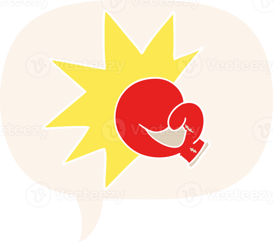 boxing glove cartoon with speech bubble in retro style png