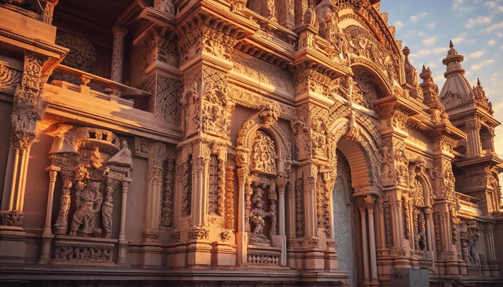 AI generated Ancient sandstone monument, a symbol of spirituality and Indian culture generated by AI photo