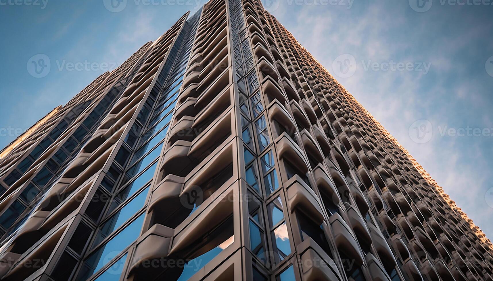 AI generated Modern skyscraper reflects futuristic city life in abstract steel design generated by AI photo