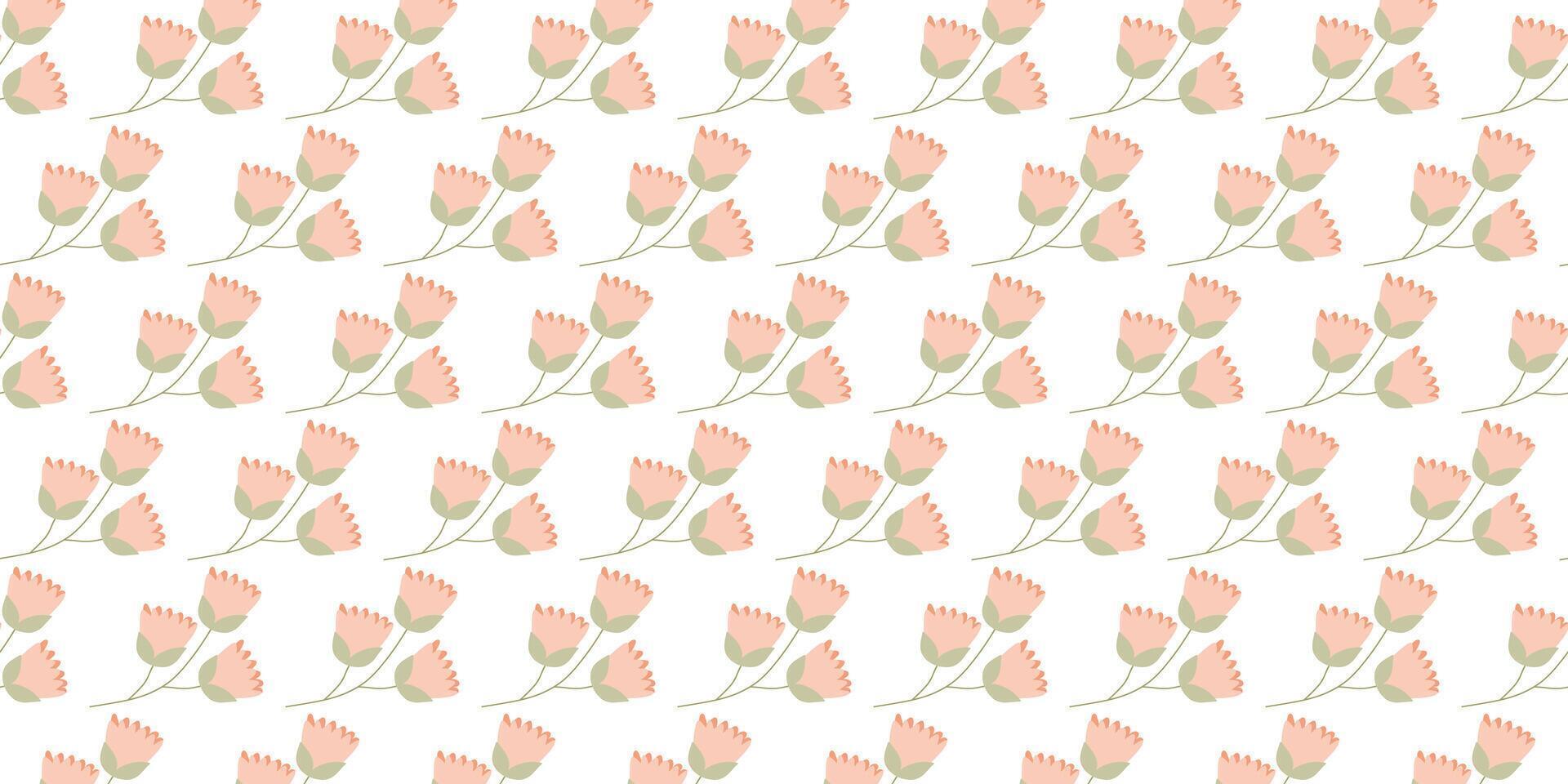 Seamless flower Pattern. Flat Botanical ornament with Floral elements in Pastel color. Simple Vector repeating texture. Modern swatch. Nature background for Textile, Print, Wrapping paper, Fabric