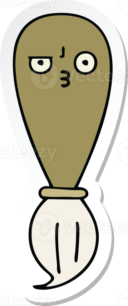 sticker of a cute cartoon paint brush png