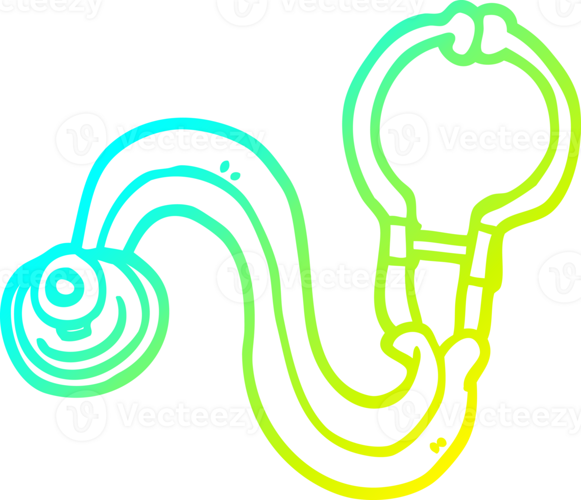 cold gradient line drawing of a cartoon doctors stethoscope png