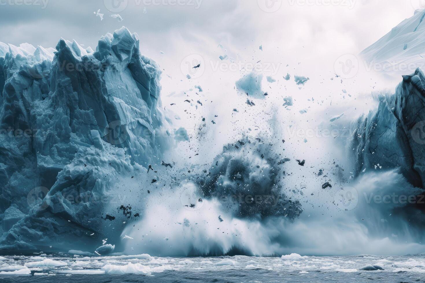 AI generated Glacier Collapse background photo