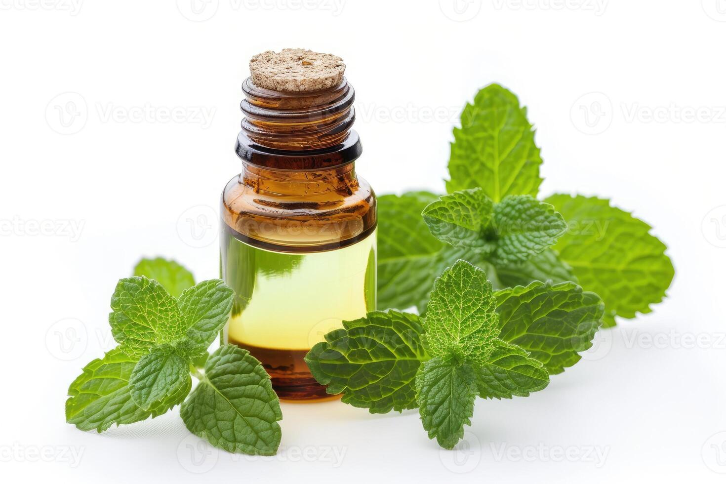 AI generated Aromatherapy Oasis, Rejuvenate with Mint Essential Oil, isolated on white photo