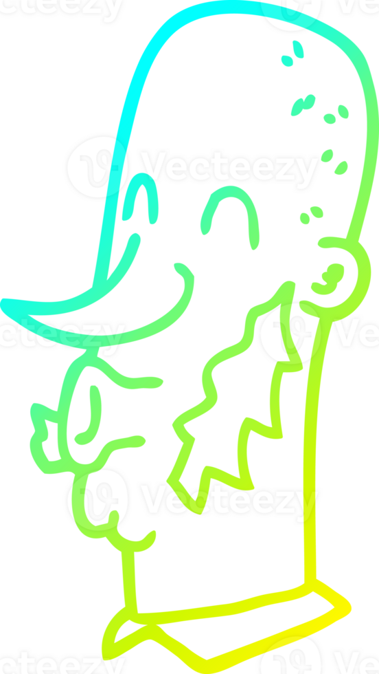 cold gradient line drawing of a cartoon man with muttonchop facial hair png