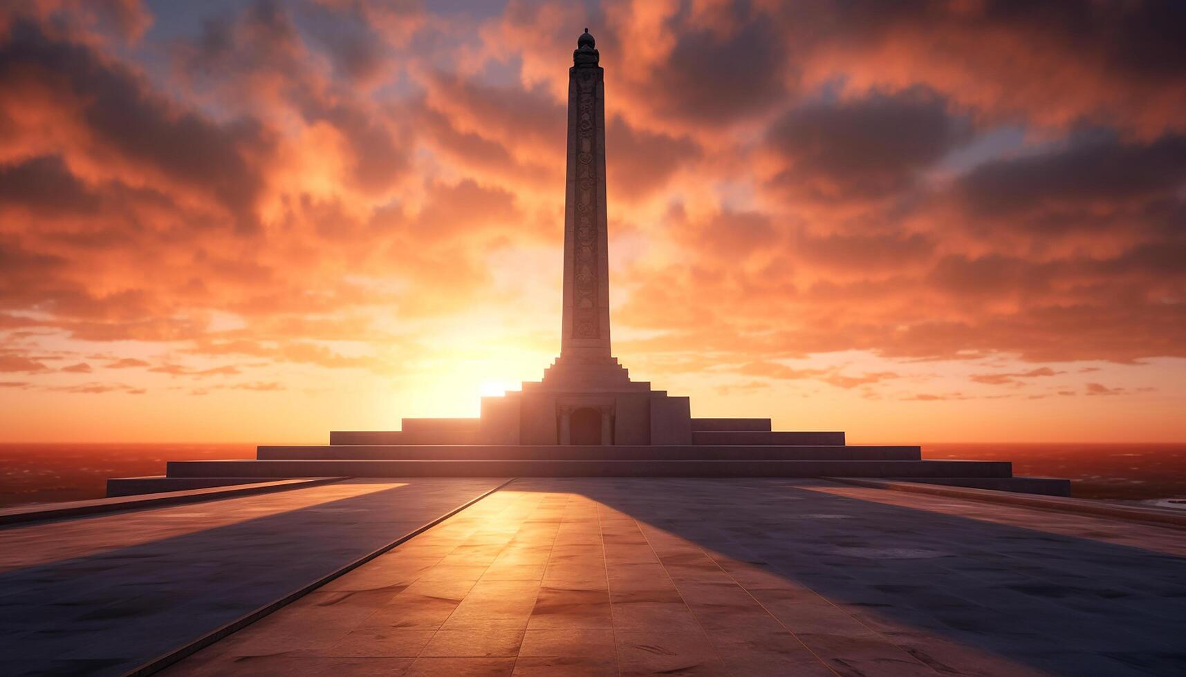 ai generado famoso puesta de sol Monumento, majestuoso arquitectura, oscuridad al aire libre, viaje destinos generado por ai foto