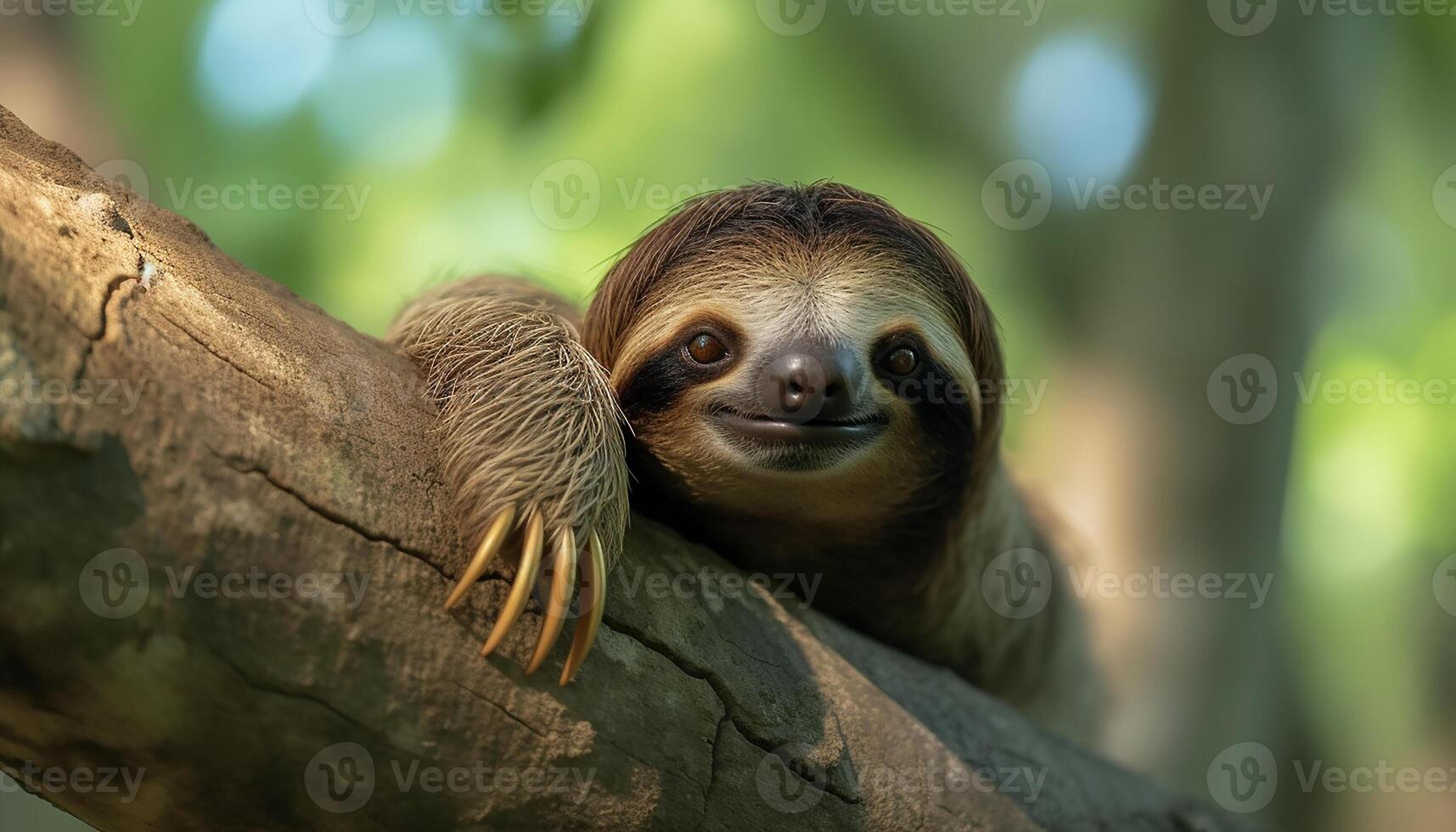 ai generado linda lémur sentado en rama, mirando a cámara en bosque generado por ai foto